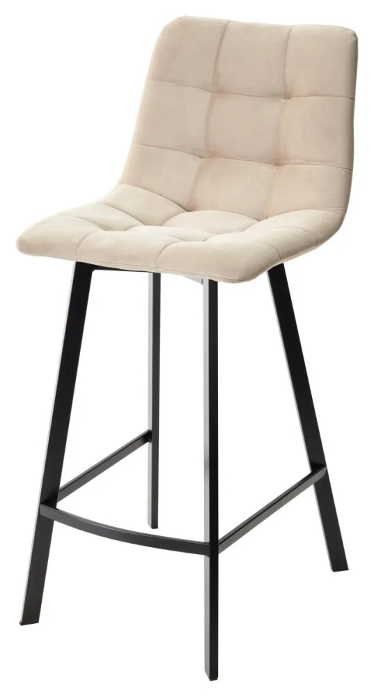 Полубарный стул CHILLI-QB SQUARE бежевый #5, велюр / черный каркас (H=66cm) М-City MC61929