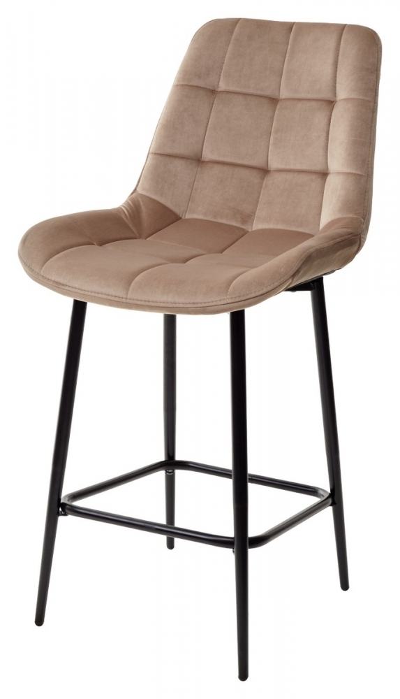 Полубарный стул ХОФМАН, цвет светло-коричневый B-06, велюр / черный каркас H=63cm М-City MC62075