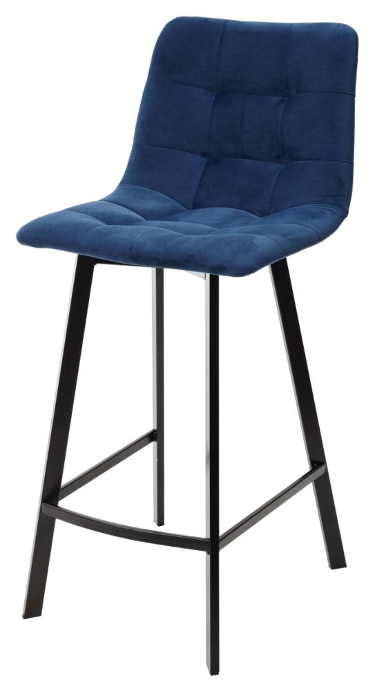 Полубарный стул CHILLI-QB SQUARE синий #29, велюр / черный каркас (H=66cm) М-City MC61928