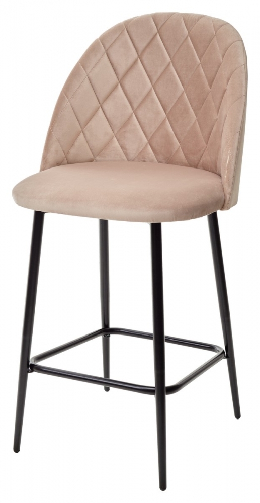 Полубарный стул НИРВАНА, цвет бежевый B-05, велюр / черный каркас H=63cm М-City MC62070