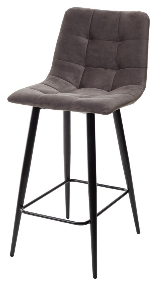Полубарный стул CHILLI-QB графит #14, велюр / черный каркас (H=66cm) М-City MC61936