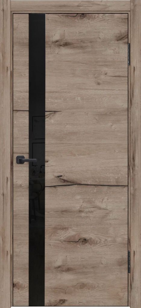 Межкомнатная дверь Лу-45 (пацифик, черное стекло,900x2000)