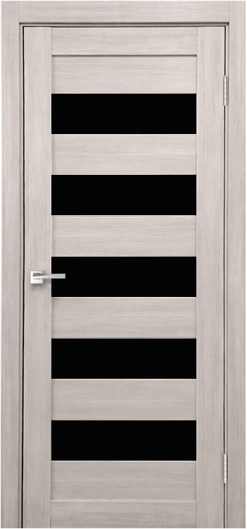 Межкомнатная дверь Легенда X-4 тон Белая лиственница Остекление Лакобель черное