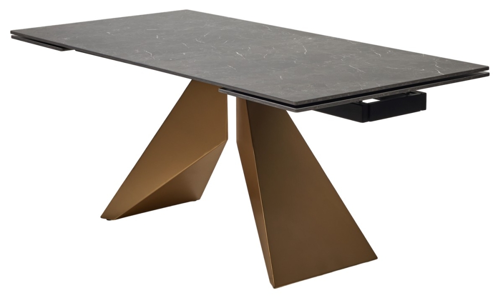 Стол ALES 180 BLACK GRAVE SOLID CERAMIC, керамика / бронзовый, ®DISAUR MC63705