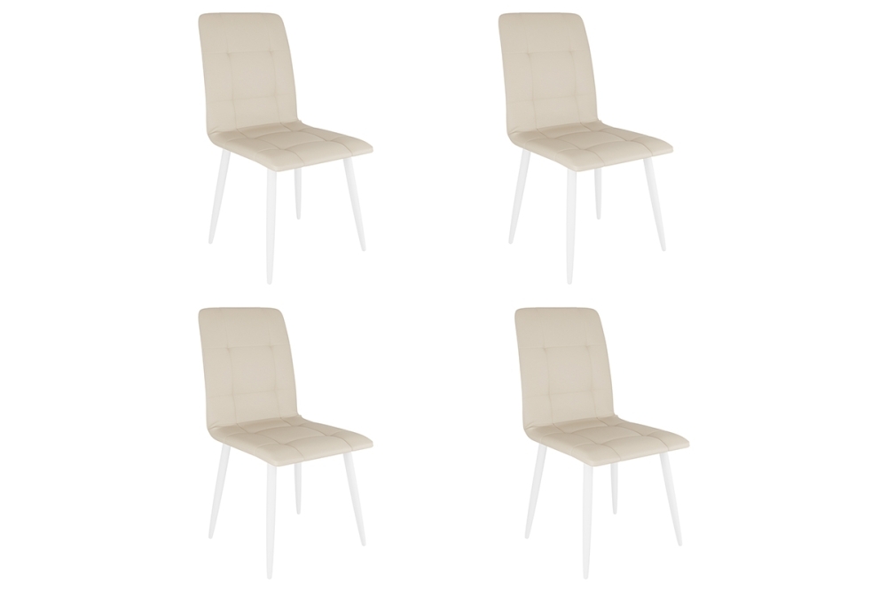 Набор стульев Мартин (4 шт.) беж (экокожа)/белый MBS7996
