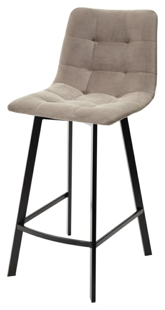Полубарный стул CHILLI-QB SQUARE латте #25, велюр / черный каркас (H=66cm) М-City MC63837