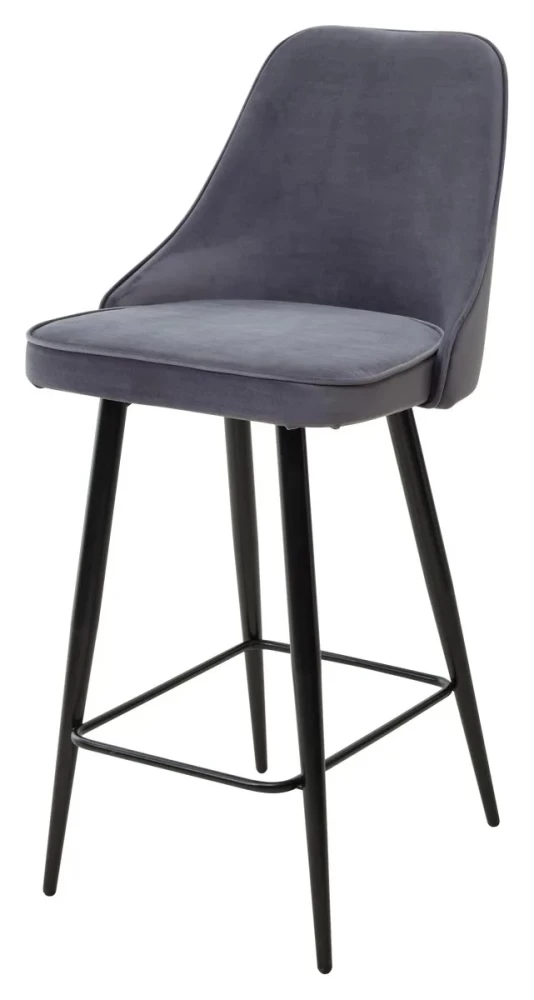 Полубарный стул NEPAL-PB СЕРЫЙ #27, велюр/ черный каркас (H=68cm) М-City MC63289
